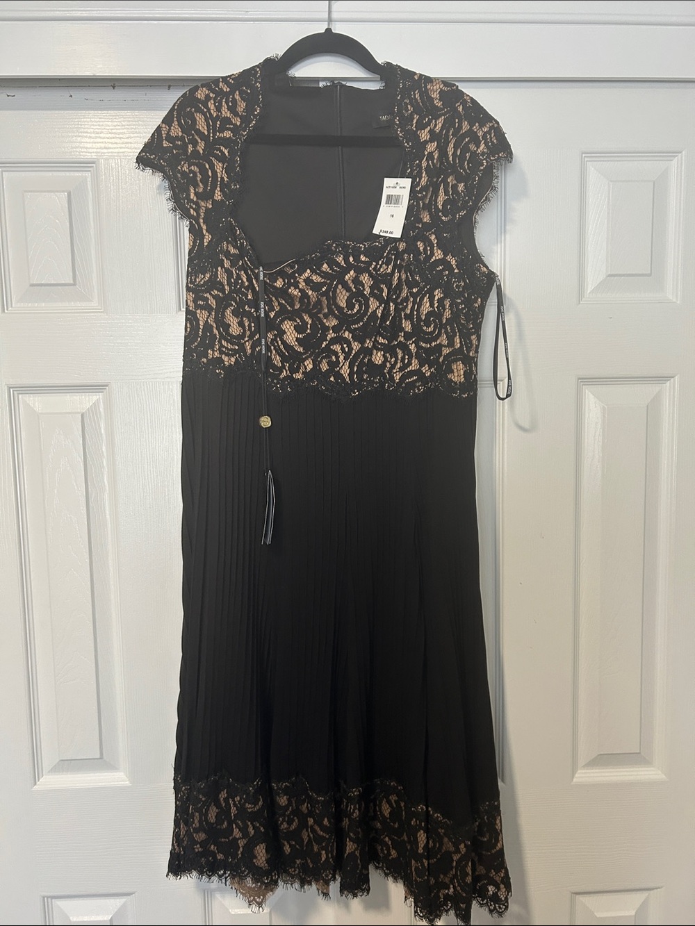 Tadashi Shoji Black Lace & Nude-Underlay Midi Dress
